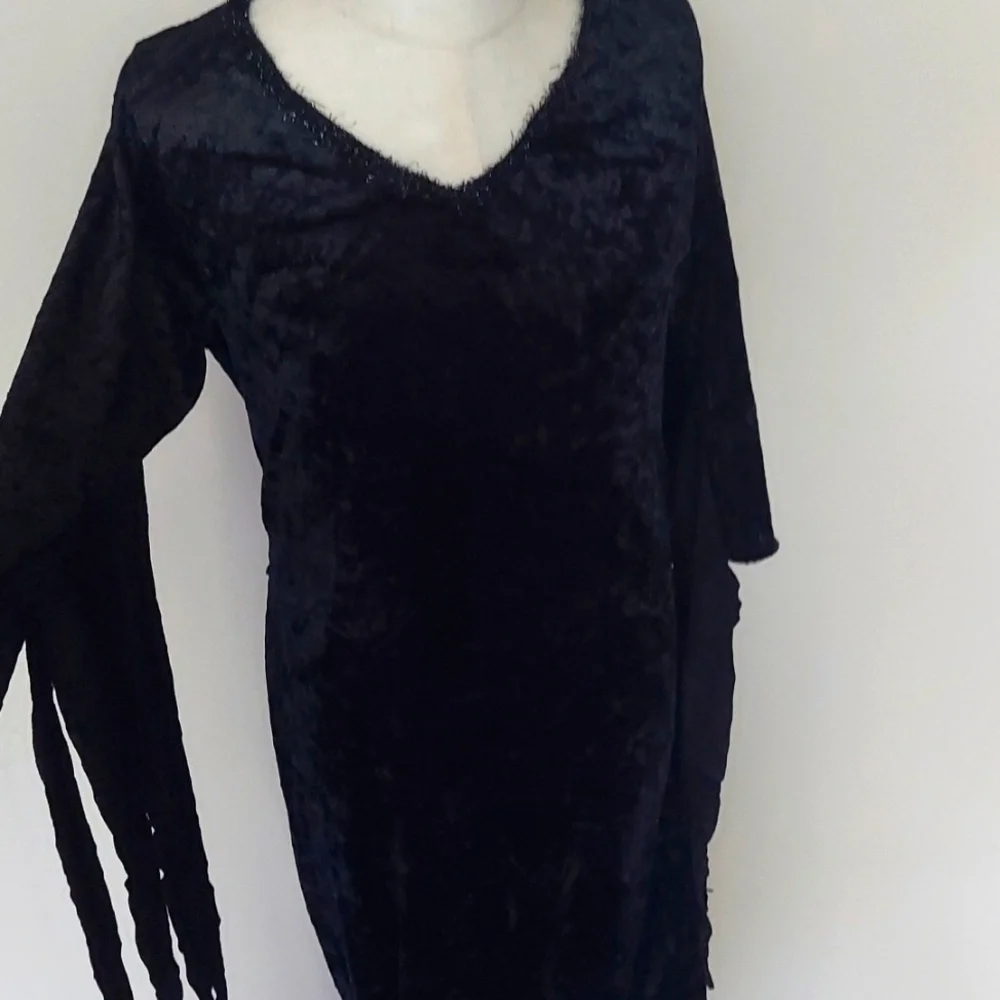 Officially Licensed Addams Family Girl's Morticia Costume + Wig - size